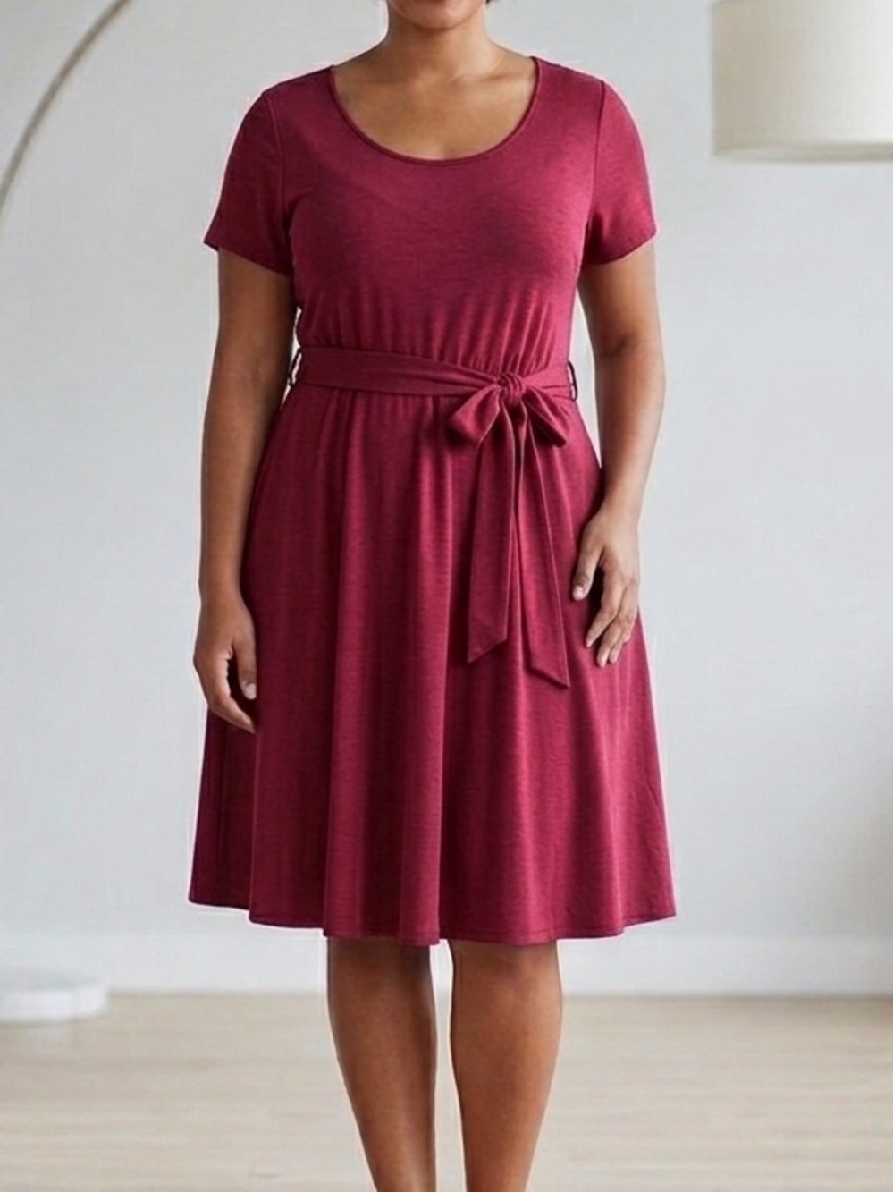 TORRID Berry Pink Fit and Flare Dress - Size XL - Short Sleeve Tie-Waist Dress